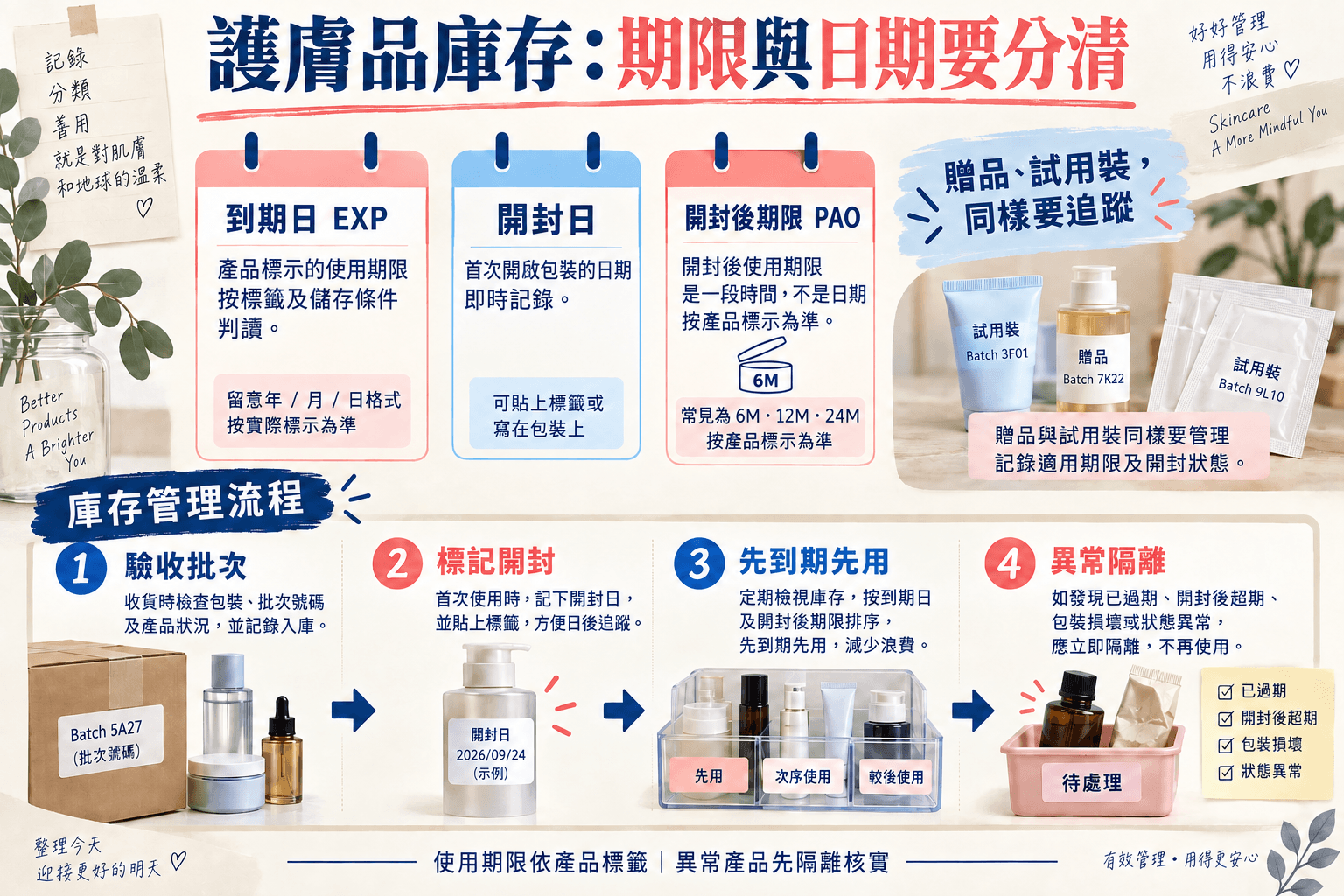 美容院護膚品庫存管理:批次、有效期與補貨計算