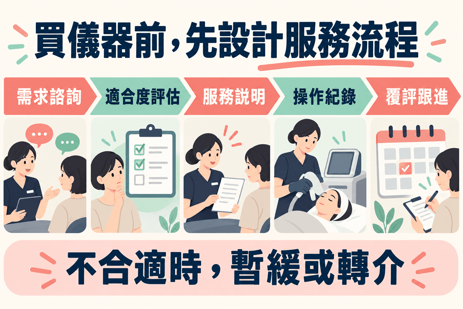 買美容儀器前先設計服務:諮詢、評估、紀錄與覆評流程